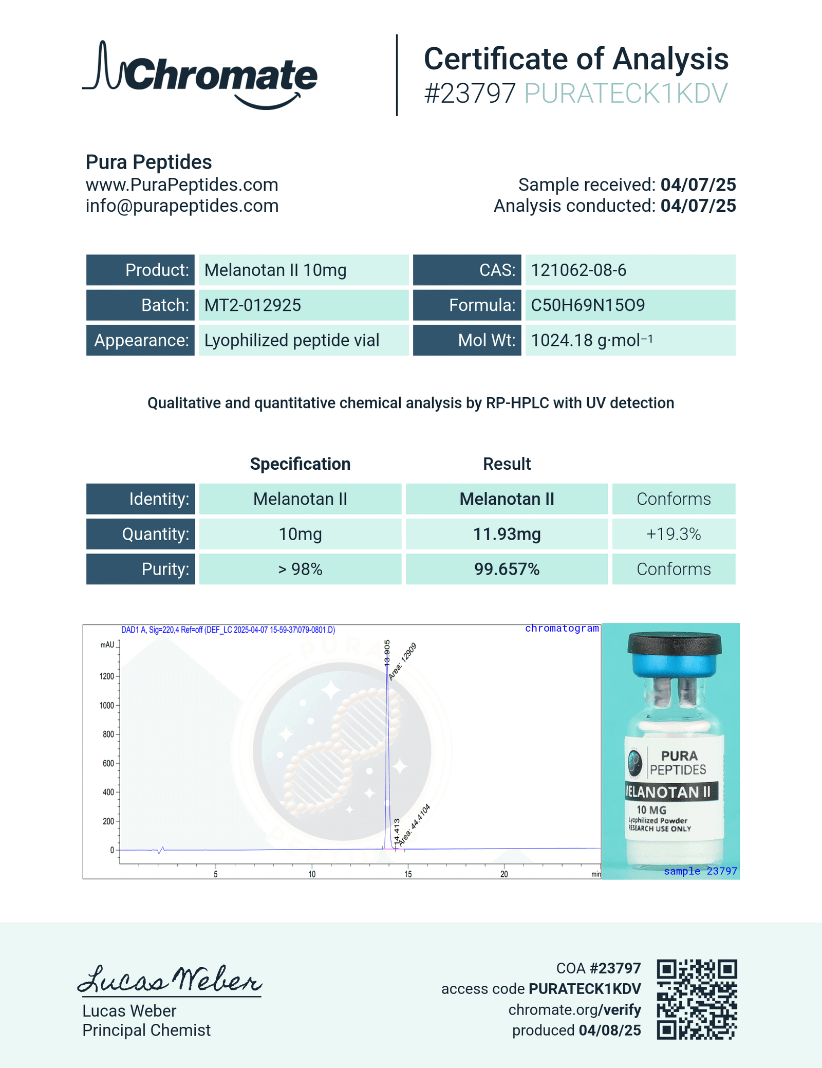 Melanotan II 10mg research product image 2