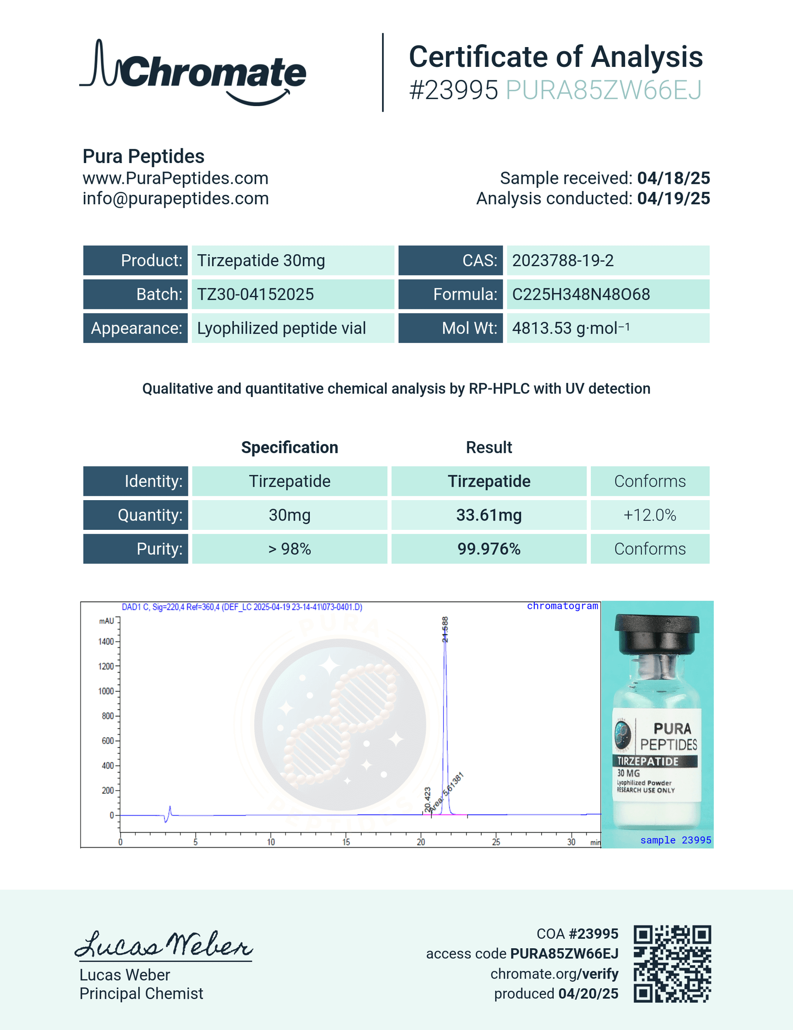 TIRZ-30 (C225H348N48O68) research product image 3
